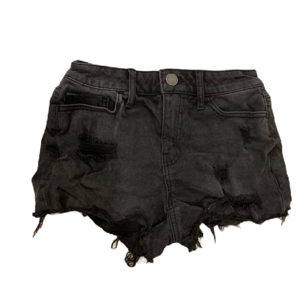 SO Black Jean Shorts Distressed Raw-Edge Sz. 3/26W